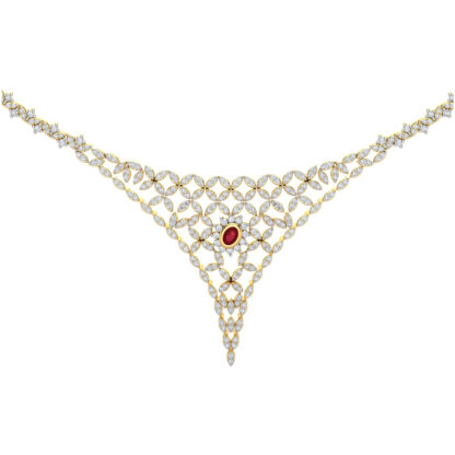 Close-up of yellow gold necklace clasp showing the closure detail