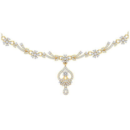 Close-up of yellow gold necklace clasp showing the closure detail