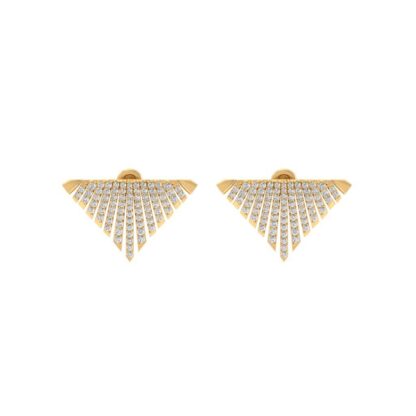 Yellow gold diamond drop earrings, close-up