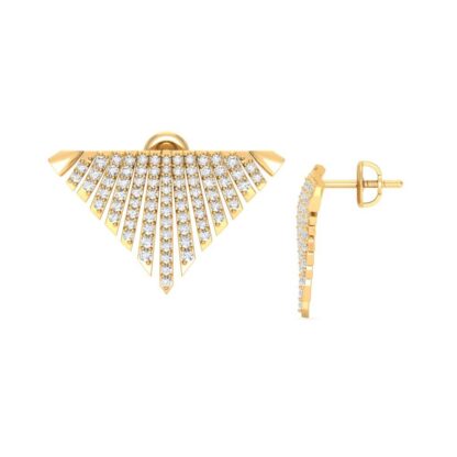 Yellow gold diamond drop earrings, side view