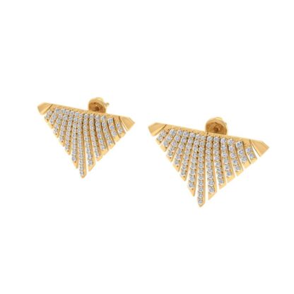 Yellow gold diamond drop earrings, front view