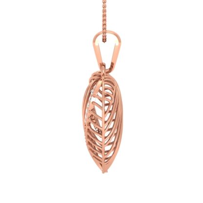 Rose gold heart pendant, side view