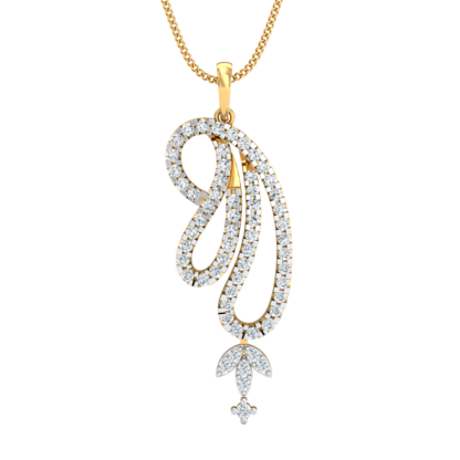 Yellow gold solitaire diamond pendant, front view