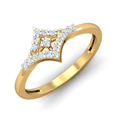 Front view of yellow gold diamond kite silhouette ring