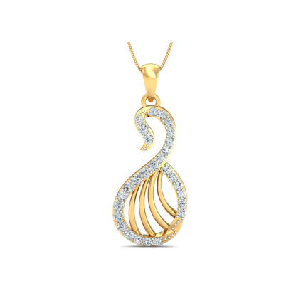 Side profile of yellow gold swan silhouette pendant showing depth