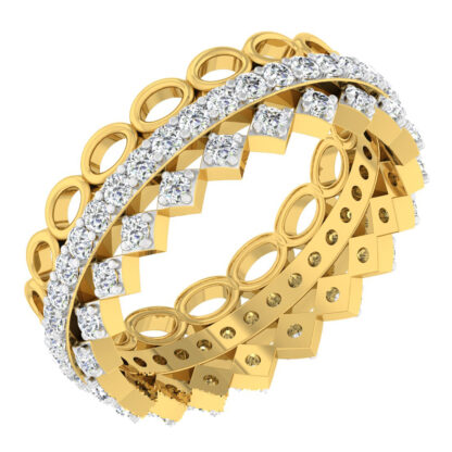 Top view of yellow gold two-row diamond eternity ring