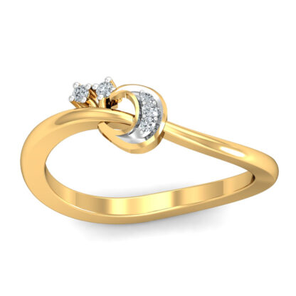 Yellow gold interlocking diamond knot ring worn on finger