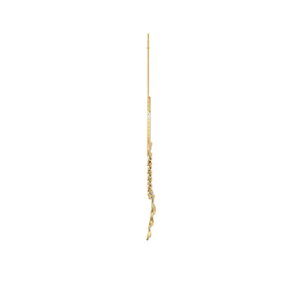 Close-up of yellow gold necklace showing the cascading floral drop