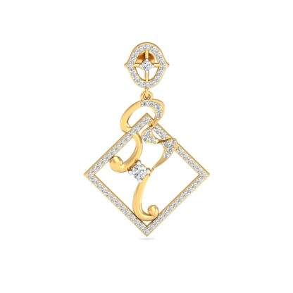 Angled view of yellow gold square frame earrings showing the diamond disc stud