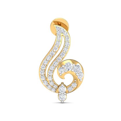 Angled view of yellow gold diamond curl earrings showing the push-back post