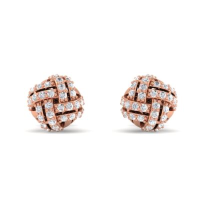 Rose gold illusion-set diamond cluster stud earrings, front view