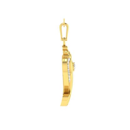 Close-up of yellow gold pendant showing the diamond solitaire detail