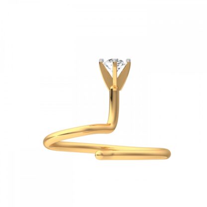 Side view of yellow gold hook nose pin showing the diamond setting