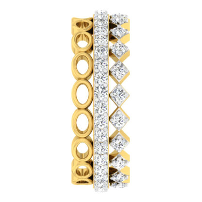 Yellow gold two-row diamond eternity ring close-up