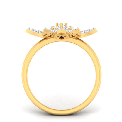 Side view of yellow gold diamond lotus flower ring