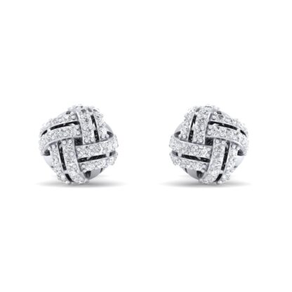 White gold illusion-set diamond cluster stud earrings, front view