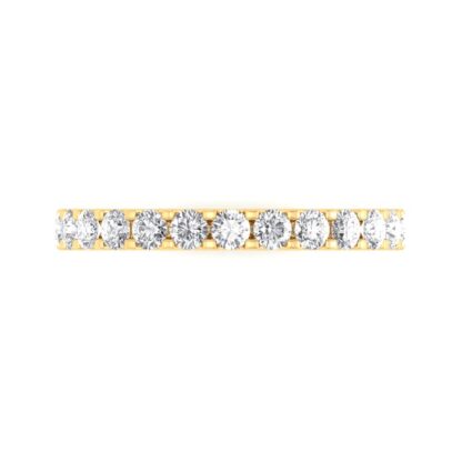 Straight-on front view of yellow gold U-prong three-quarter eternity ring