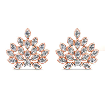 Rose gold radiant marquise diamond cluster earrings, front view