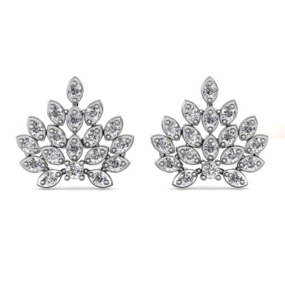 White gold radiant marquise diamond cluster earrings, front view