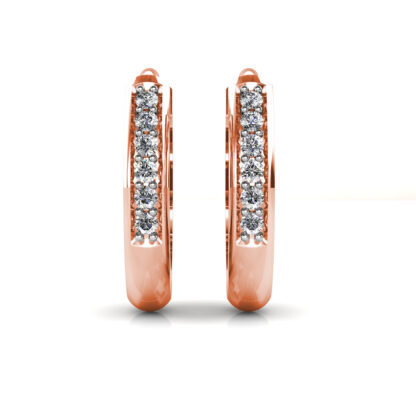 Rose gold pave diamond trinity knot earrings, front view