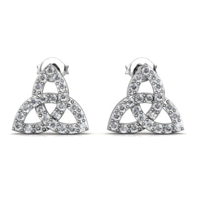 White gold marquise diamond fan cluster earrings, front view
