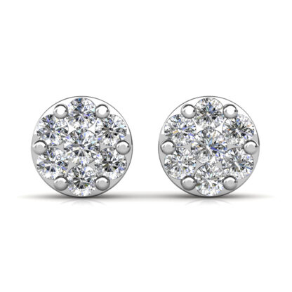 White gold diamond line hoop earrings, front view