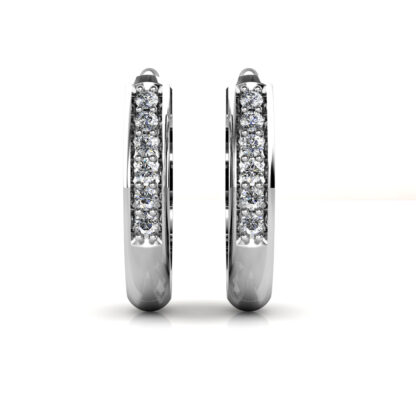 White gold pave diamond trinity knot earrings, front view