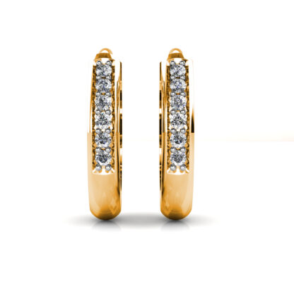 Yellow gold pave diamond trinity knot earrings, front view
