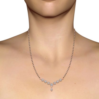 Rose gold diamond flower garland mangalsutra pendant worn
