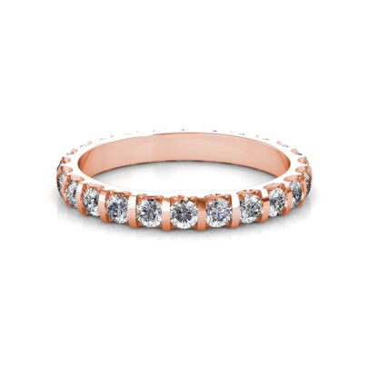 Front view of rose gold bar-set diamond full eternity band