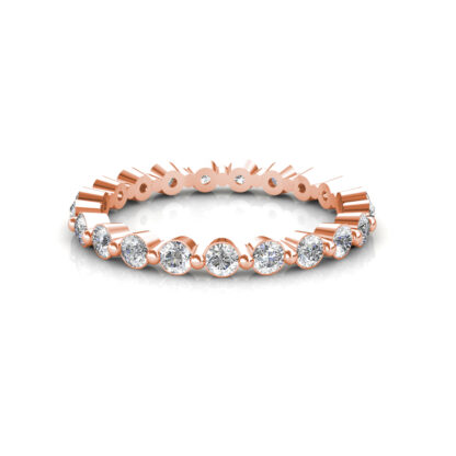 Front view of rose gold individually set diamond eternity band