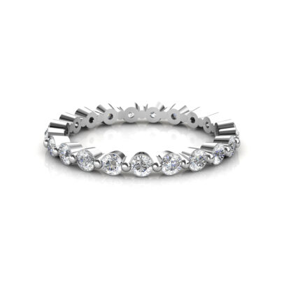 Front view of white gold or platinum individually set diamond eternity band
