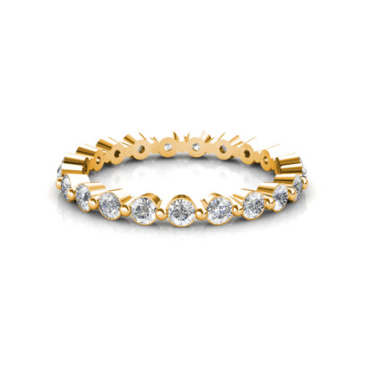 Front view of yellow gold individually set diamond eternity band