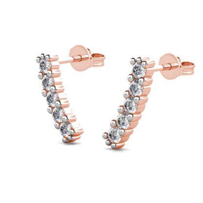 Perspective view of rose gold diamond ear climber earring