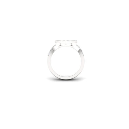 Perspective view of two-tone diamond sunburst cocktail ring