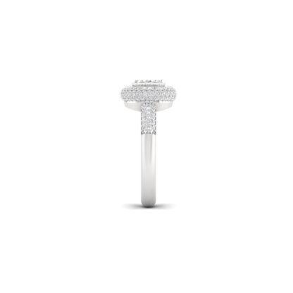Side view of white gold illusion diamond double halo ring