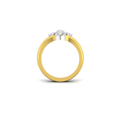Perspective view of yellow gold diamond infinity motif cocktail ring