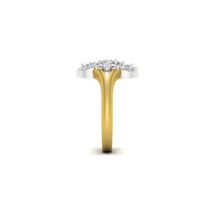 Side view of yellow gold diamond infinity motif cocktail ring