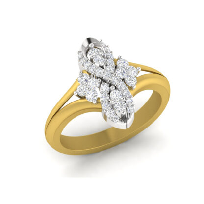 Front view of yellow gold diamond infinity motif cocktail ring