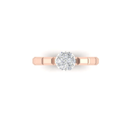 Rose gold illusion diamond faceted band ring worn on finger