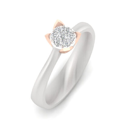 Front view of two-tone illusion diamond ring