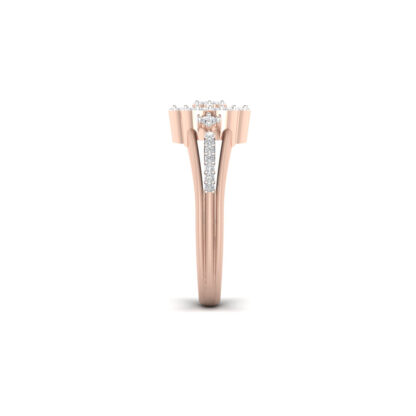 Side view of rose gold scalloped diamond flower cluster ring