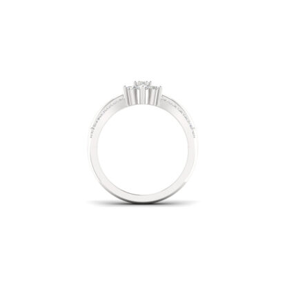 Perspective view of white gold marquise diamond split shank ring