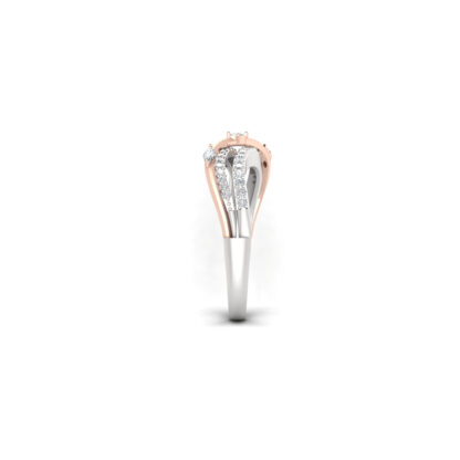 Side view of two-tone marquise diamond wave ring