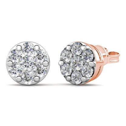Rose gold diamond line hoop earrings, side view