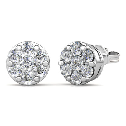 White gold diamond line hoop earrings, side view
