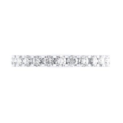 Straight-on front view of white gold U-prong three-quarter eternity ring