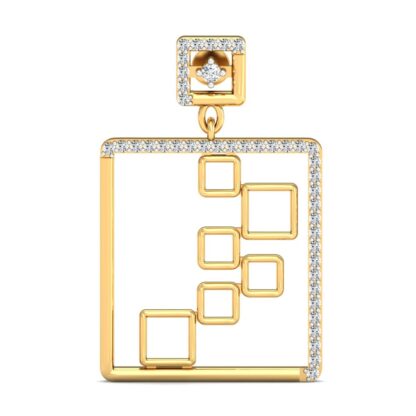 Yellow gold diamond dangler earrings, side view