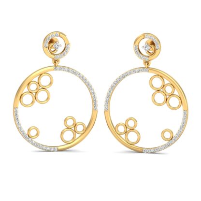 Yellow gold diamond stud earrings, front view
