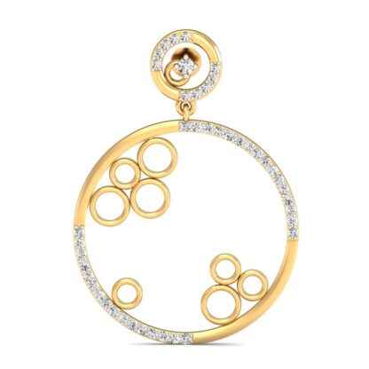 Yellow gold diamond stud earrings, close-up
